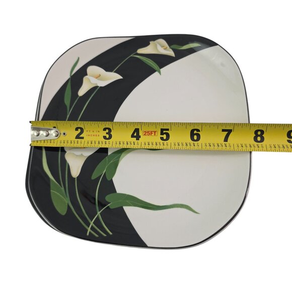Sango Quadrille Black Lilies Semi Porcelain Salad Luncheon Plates – Set of 4 - Picture 9 of 13